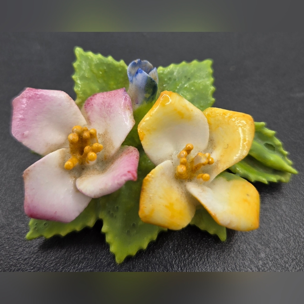 Bone China Brooch Made in England 2.5"x 2". Very Good Condition